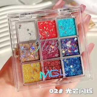 M466 MGL พาเลทอายแชโดว์ กลิตเตอร์ ประกายมุก แวววาว 9 สี หลากสีสัน กันน้ำ ติดนาน