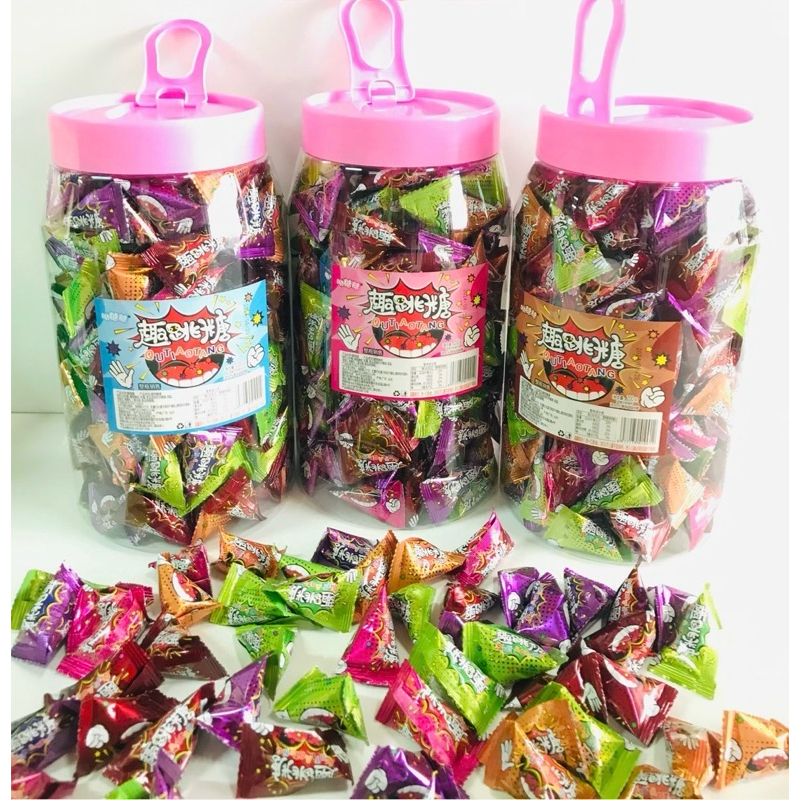 ขนมเปาะแปะคละรสผลไม้1บาท200ชิ้น เปาะแปะผลไม้กระป๋องหิ้ว