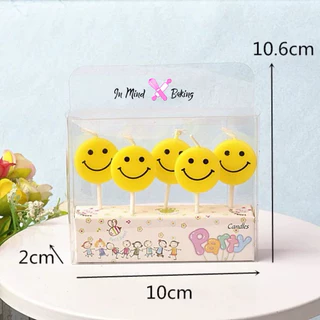 เทียนหน้ายิ้มสีเหลือง เทียนวันเกิด (กล่อง5ชิ้น)(เทียนยิ้ม-01)