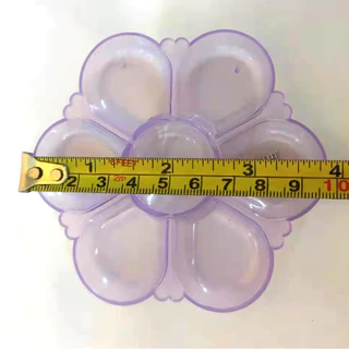 S0460 [รุ่นสีสดใส] จานสี พลาสติก รูปดอกไม้ 7 หลุม ถาดหลุม จานผสมสี ระบายสี เส้นผ่าศูนย์กลาง 10 ซม.