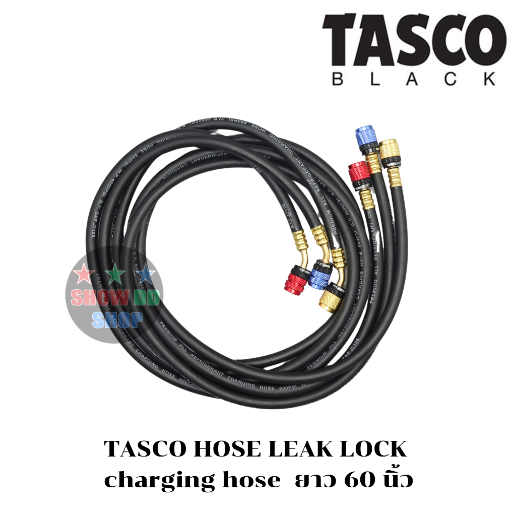 TASCO BLACK  ชุดสายเกจ์วัดน้ำยาแอร์ รุ่นใหม่ LEAK LOCK ระบบกันรั่ว กันสายบิด TB140RS R32 R410a TB120RS R22 R134a