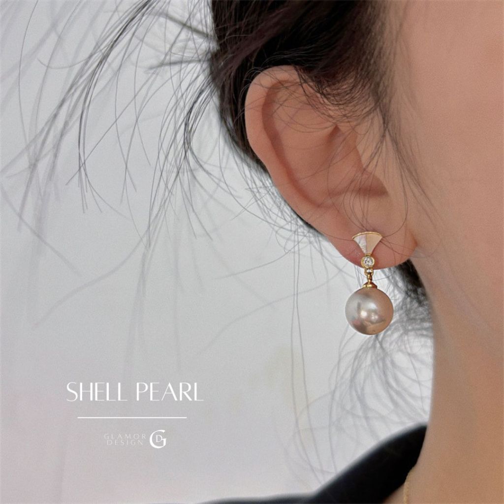 GLAMOR✨ต่างหู Shell Pearl ต่างหูไข่มุก เม็ดใหญ่ ต่างหูเงินแท้ ต่างหูมุกเกาหลี ตุ้มหูมุก