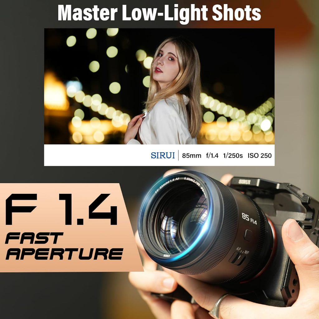 Sirui Aurora 85mm F1.4  Auto Focus Lens สำหรับกล้องดิจิตอล แถมฟรี Filter UV & Black Mist Filter