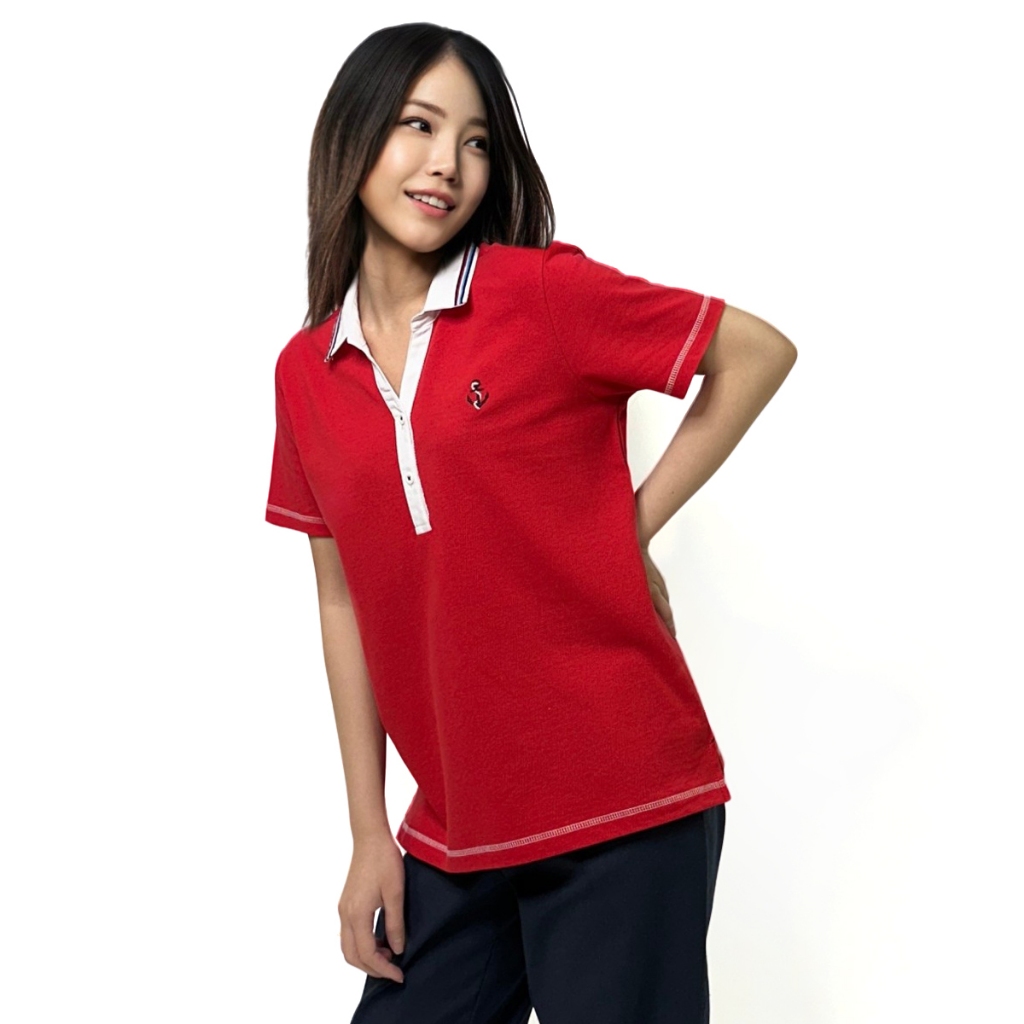 PORTLAND เสื้อยืดโปโล แขนสั้น คอปก สีแดง / Short Sleeves Polo Shirt with Embroidery (Red)