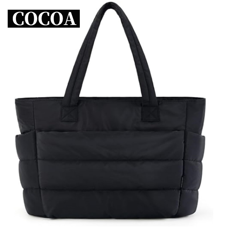 COCOA กันน้ําพร้อมส่งจากไทยกระเป๋าถือสุภาพสตรีแฟชั่นกันน้ําTote Bagกระเป๋าบุนวมลําลอง, กระเป๋าสะพายไหล่ผู้โดยสารความจุส