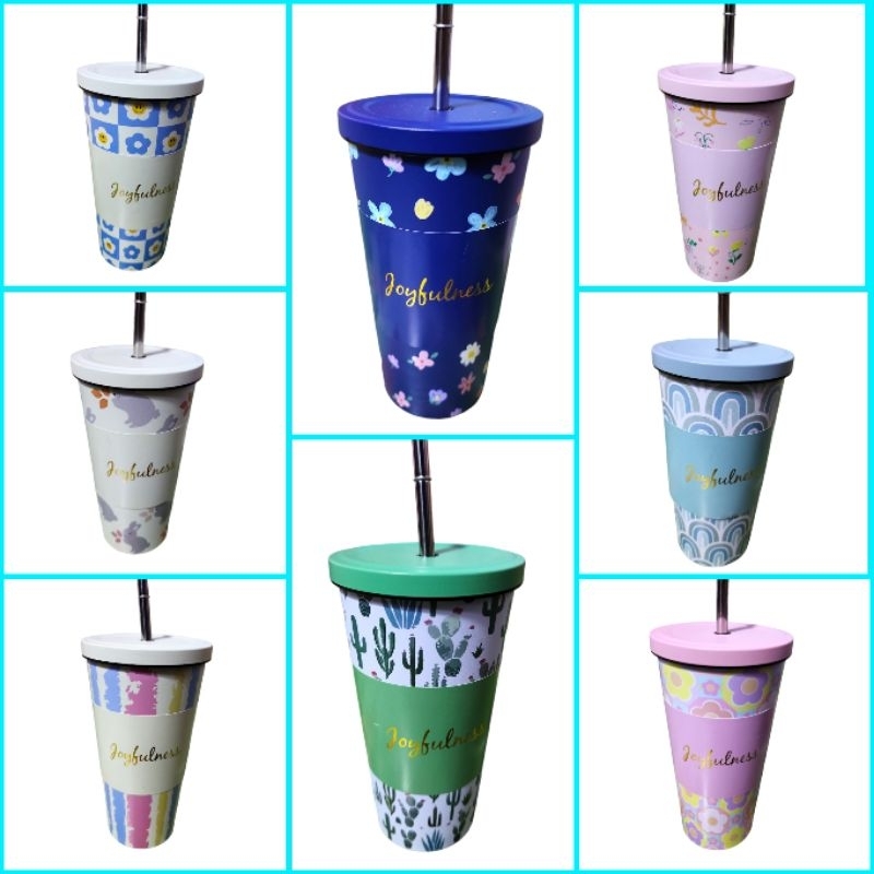 MT แก้วน้ำสเตนเลสเกรด 304 พร้อมหลอด 500 Ml