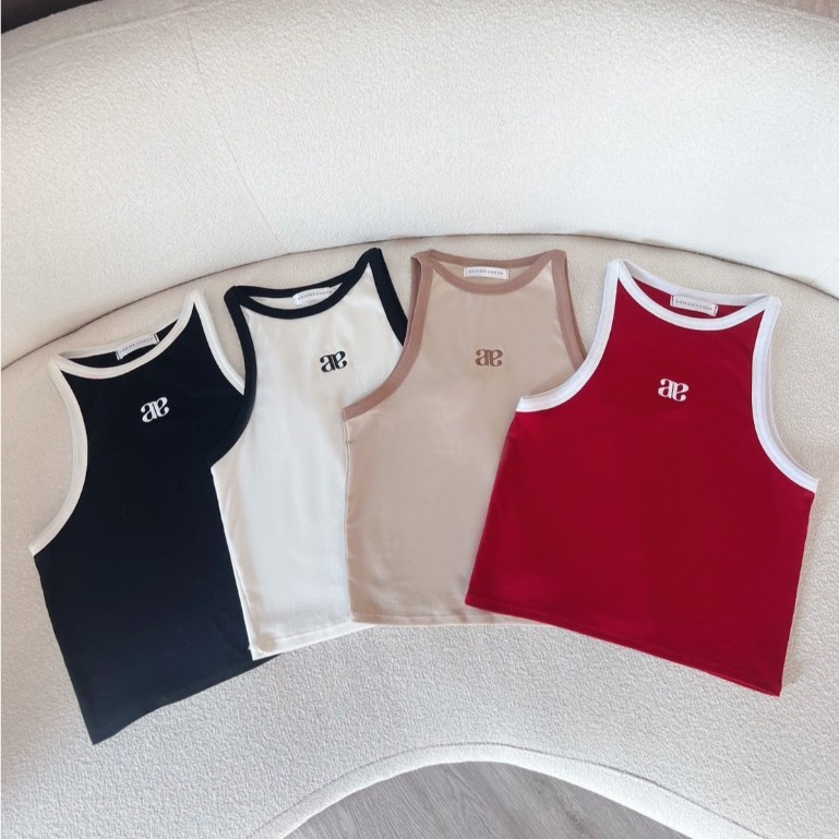 aa top เสื้อกล้ามงานปัก aa (ผ้ายูนิ) แต่งขอบกุ๊น สาวอวบใส่ได้ เสื้อผ้าแฟชั่นผู้หญิง - S47