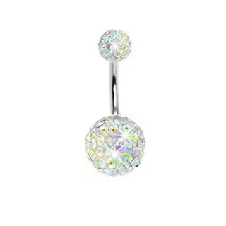 จิวสะดือ Diamond Ball Belly Button Rings Stainless Steel Zircon Navel Piercing Belly Piercing Cute Navel Bar
