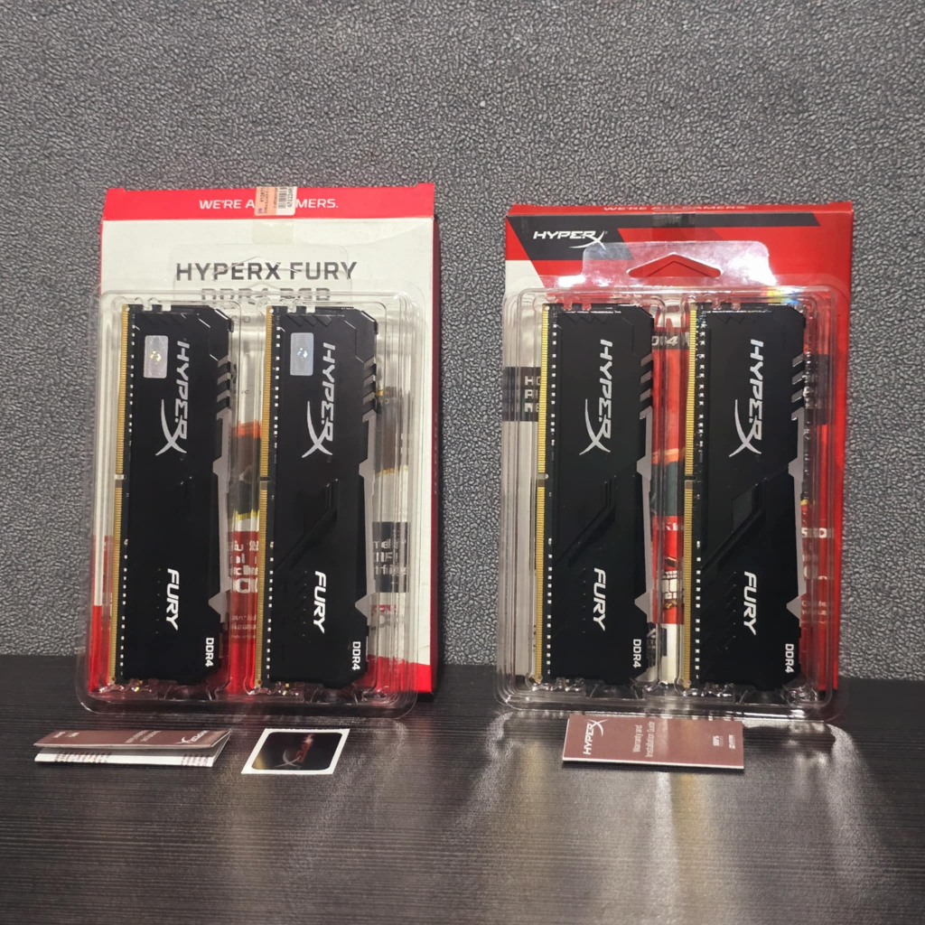 แรมพีซี RAM 16GB (8GBx2) DDR4 3200MHz (หน่วยความจำ) KINGSTON HYPER X FURY RGB (BLACK) มือ2/ประกันศูน