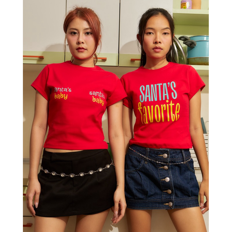 AHOLICBKK | เสื้อทรง BABY TEE SANTA'S