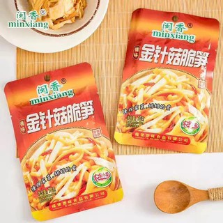หน่อไม้เห็ดเข็มทอง พร้อมส่ง(闽香金针菇脆笋)ขนาด 70g สูตรต้นตำรับแท้จากจีนทานง่ายเพียงแค่ฉีกซองก็สามารถทานได้ทานที