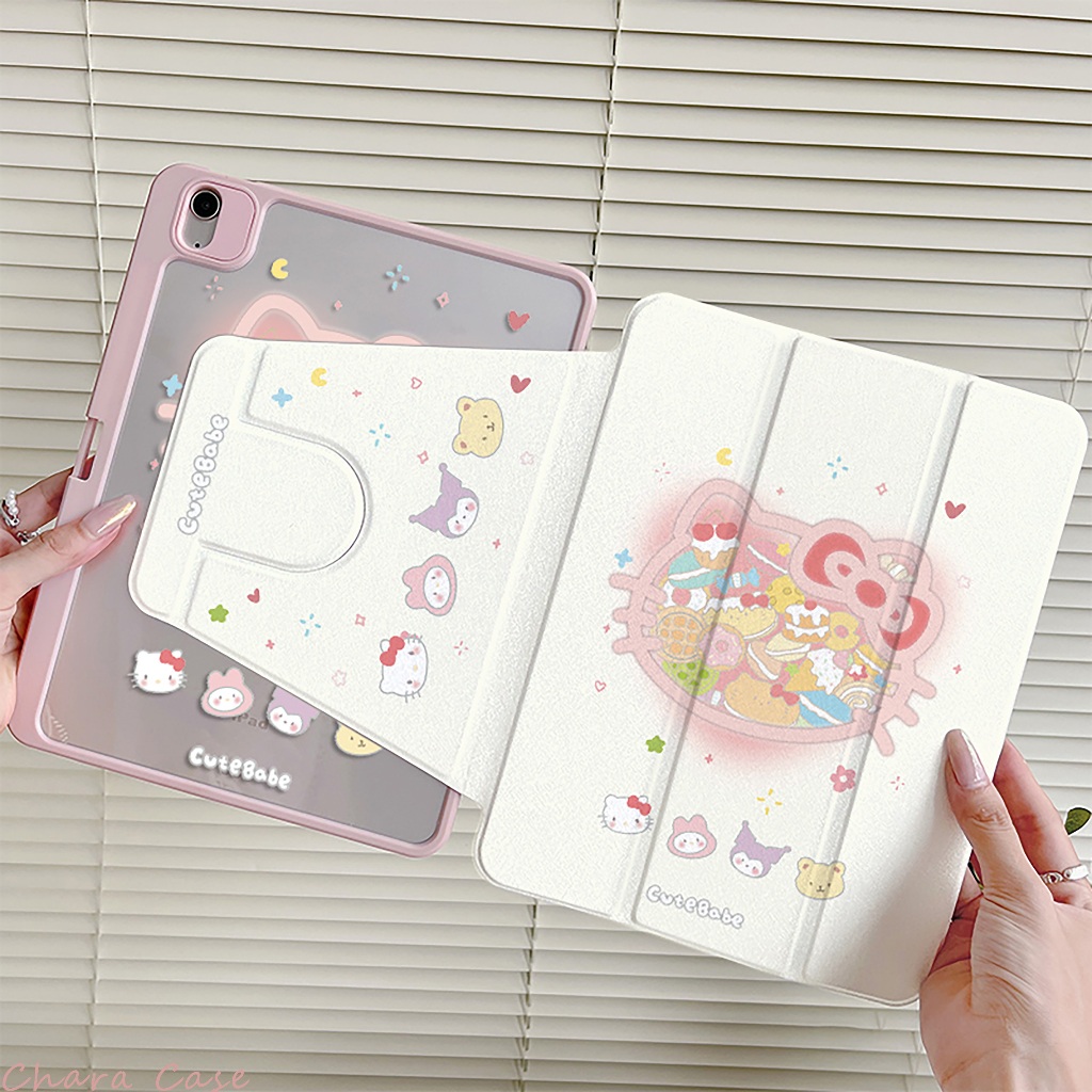พร้อมส่ง เคสiPadหมุน 360°Pro11 2024 Air6 Gen9 10.2 ที่ใส่ปากกา เฮลโลคิตตี เคส iPad MINI7 Air5 Gen10