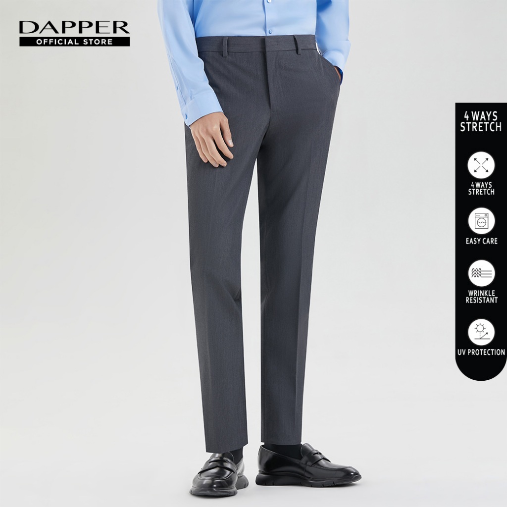 DAPPER กางเกงทำงาน รุ่น 4 Ways Stretch ทรง Slim-Fit สีเทา (TB9/GY/610SP6)