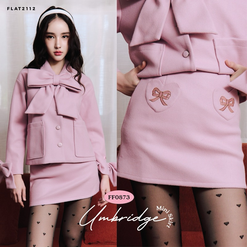 FLAT2112 FF0873 : UMBRIDGE MINI SKIRT กระโปรงสั้นทรงเอ กระเป๋ารูปหัวใจ