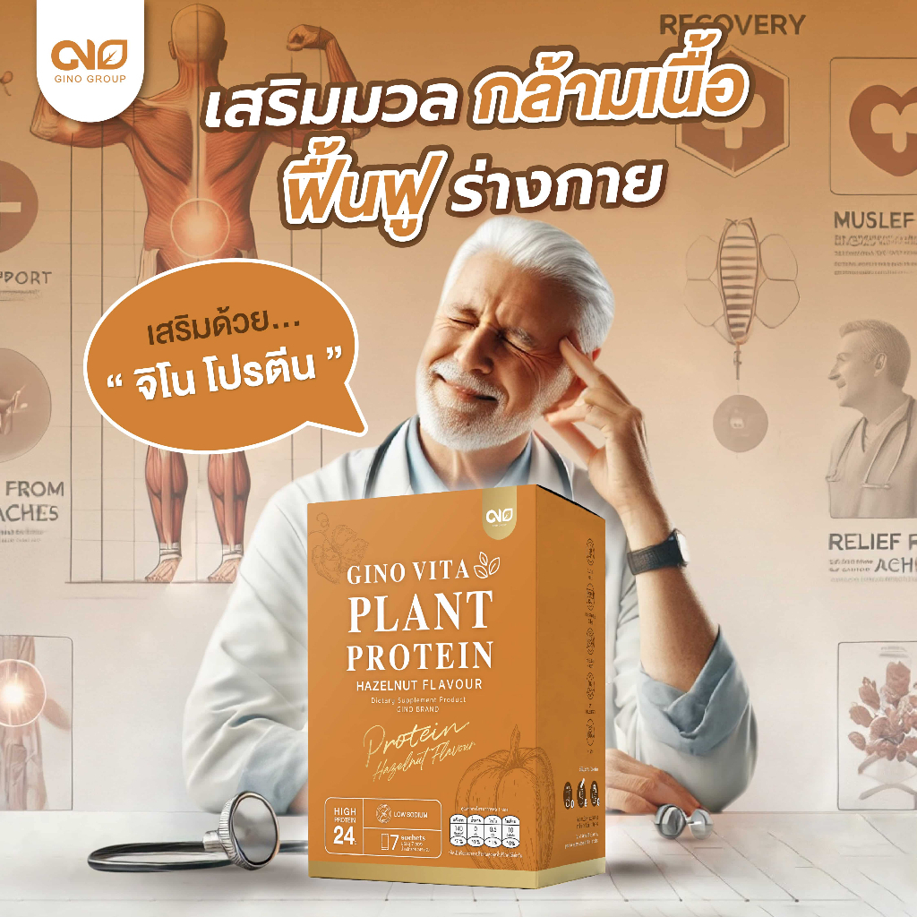 ✅ส่งฟรี✅ซื้อ2 แถม 1 Gino Vita Plant Protein จิโน ไวต้า แพลนท์ โปรตีนจากพืชแท้ เพิ่มมวลกล้ามเนื้อ สำหรับผู้สูงอายุ - รูปที่ 2