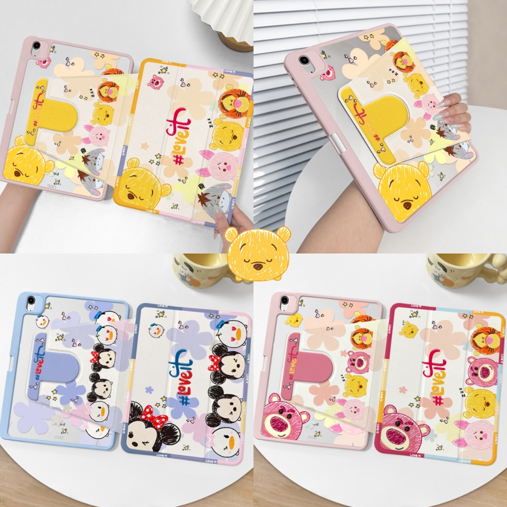🔥ส่งในพื้นที่🔥เคส ipad ปรับองศาได้ 360 Mickey and Winnie poor Air8 Gen12 มีที่เก็บปากกา Gen11 Air7