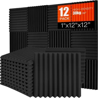 เเผ่นเก็บเสียง 12เเผ่น แผ่นกันเสียง แผงโฟมอะคูสติก มีให้เลือกหลายสี Acoustic Panels 30×30×1.5cm C85