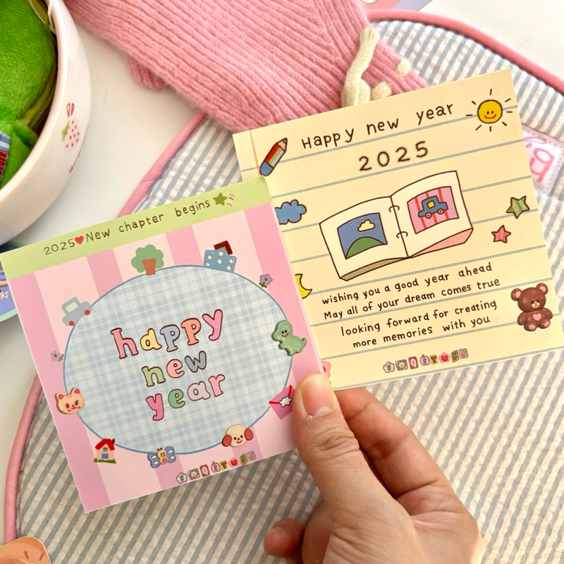 จัดส่งเร็ว การ์ดอวยพรปีใหม่ Soqstuff แผ่นจิ๋ว 10*10 ซม