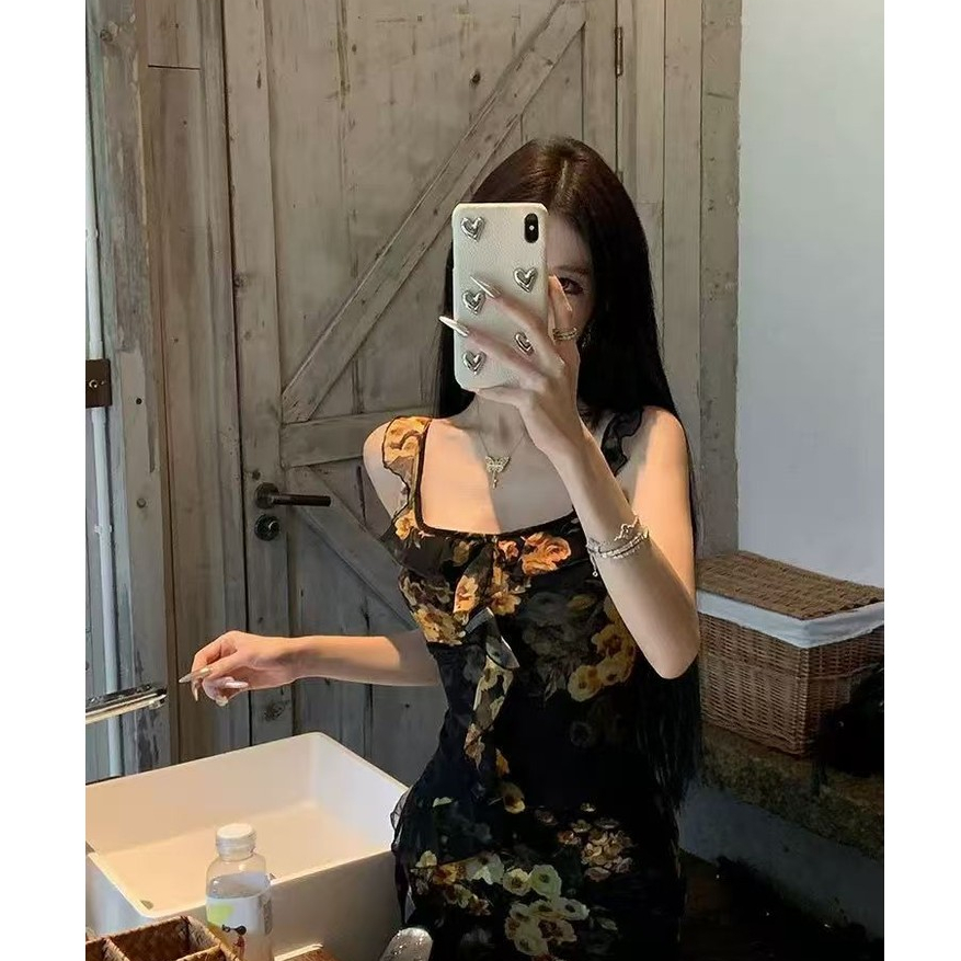 เดรสยาวสายเดี่ยว สีดำ ผ้าตาข่ายมีซับใน ลายดอกไม้ แต่งระบายที่คอและลำตัว ผ่าหน้าข้างซ้าย Dress  #3036 ราคา ถูกที่สุด ดีลบีเคเค แกลเลอรีภาพที่ 5