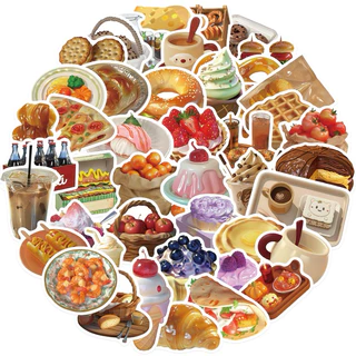 💥จัดส่งไว💥(065)สติกเกอร์รูปอาหารและขนม 50 ชิ้น