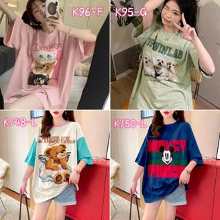 ฤดูร้อนใหม่แฟชั่นผู้หญิงแขนสั้นเสื้อยืดขนาดใหญ่รุ่นหลวมผ้าฝ้ายแท้ฤดูร้อนคอกลมการ์ตูนน่ารักเสื้อยืด