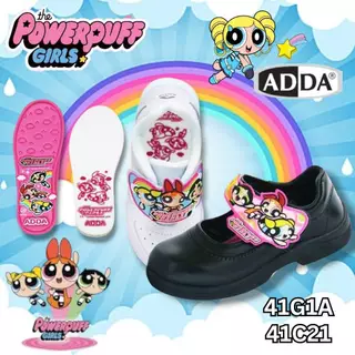 ADDA รุ่นใหม่ ปี 2025 พาวเวอร์พัฟฟ์เกิร์ล รองเท้านักเรียนหญิง หนังดำ ผ้าใบ รุ่น41C21/41G1A