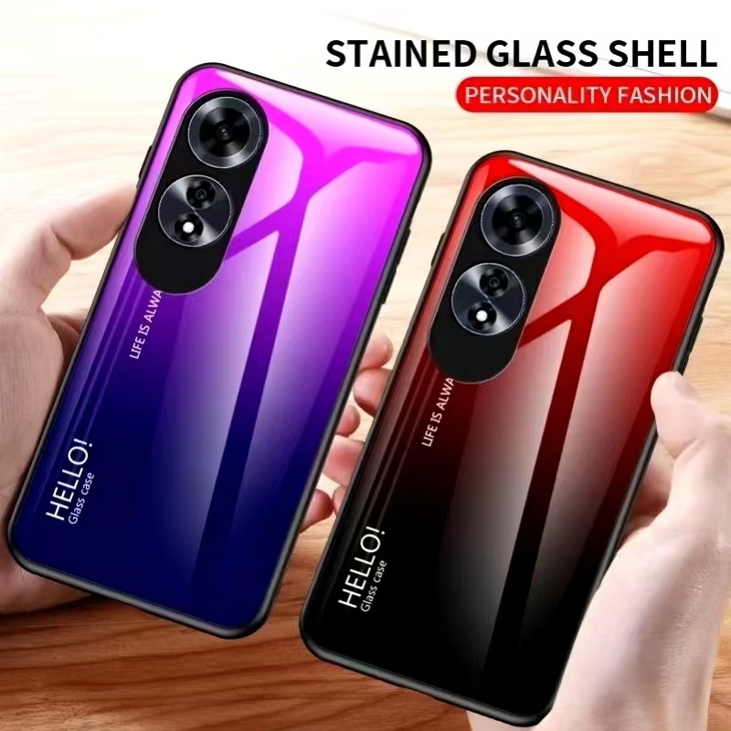เคสกระจก ไล่สี สำหรับรุ่น Oppo A60 Reno13 Reno13F Reno13Pro A5Pro เคสกันกระแทก ราคาถูก Shopee Lazada