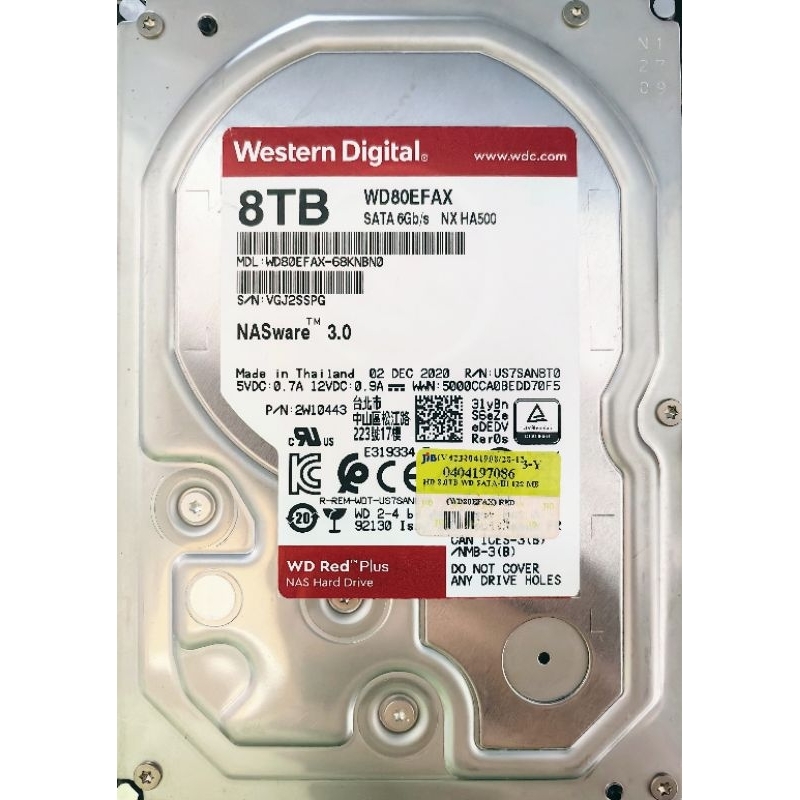 8TB WD HDD RED NAS มือสอง ใช้ปกติ ไม่bad ประกันร้าน 30วัน