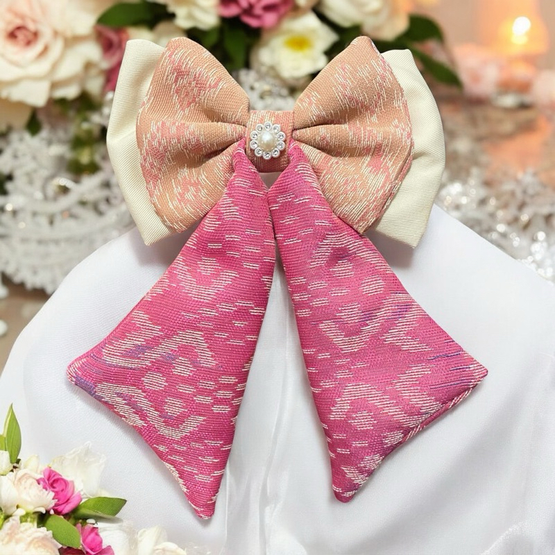 กิ๊บผ้าไทย กิ๊บติดผมผ้าไทย โบว์ลายไทย โบว์ผ้าไทย กิ๊บติดผม ( ติดเกสรมุกทุกชิ้น) 📌พร้อมส่งยางมัดผม กิ๊บติดผมลายไทย - รูปที่ 6