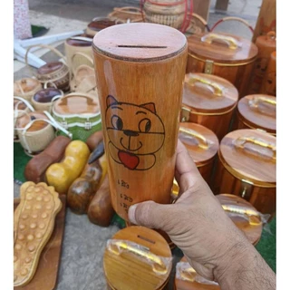 ออมสินไม้ กระปุกออมสินไม้ไผ่ ขนาดความสูงประมาณ 8 นิ้ว ออมสิน ออมเงิน หลากหลายลายคละลาย ของฝาก ของขวัญ ของขวัญปีใหม่