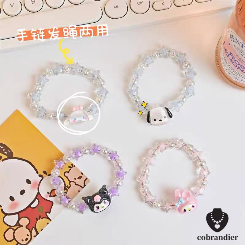 CODส่งเร็ว สร้อยข้อมือ SANRIO ประดับคริสตัล ลายการ์ตูนสุนัข Cinnamon Kuromi น่ารัก สําหรับคู่รัก และนักเรียน