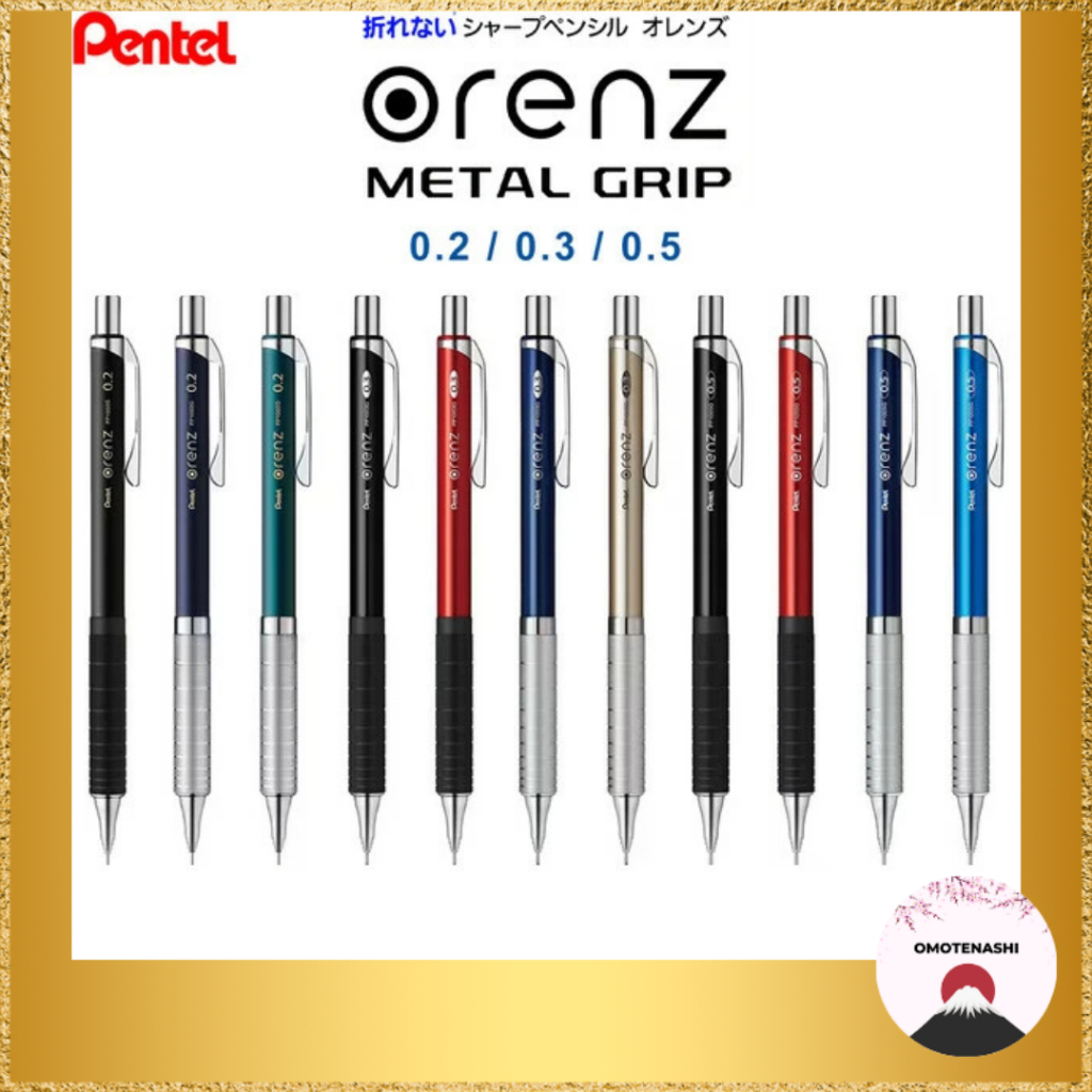 Pentel Mechanical Pencil Orenz Metal Grip 0.2mm 0.3mm 0.5mm Each color XPP1002G2 XPP1003G2 XPP1005G2