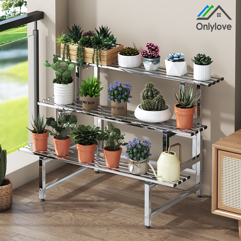 ชั้นวางต้นไม้ ชั้นวางของ​ขั้นบันใด ชั้นวางกระถาง รับน้ำหนักได้ 100 กก. แบบ​2/3​/4 ชั้น