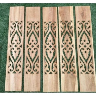 ฉลุระเบียง,ราวบันไดไม้สัก ลายหัวใจคู่ 6×100