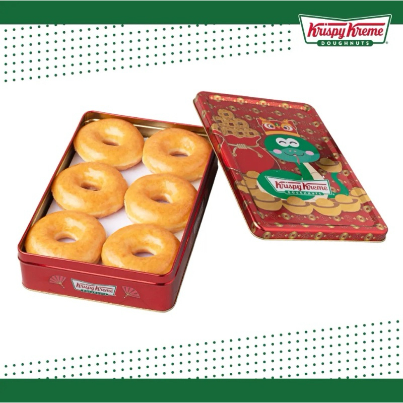 (รอ1วัน) Krispy Kreme Original Glazed Tin Box โดนัท *4 ชิ้นและกล่องคริสปี้ครีมลายต้อนรับตรุษจีน 2025