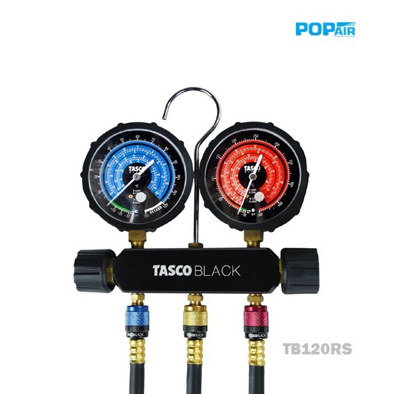 TASCO BLACK รุ่น TB120RS เกจวัดน้ำยาแอร์ R22, R134a, R404a, R448a Manifold Gauge พร้อมสายชาร์จน้ำยา