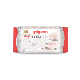 [ยกลัง 24แพค] Pigeon พีเจ้น เบบี้ไวพส์ คาโมมายล์ ผ้าหนานุ่ม 60ชิ้น
