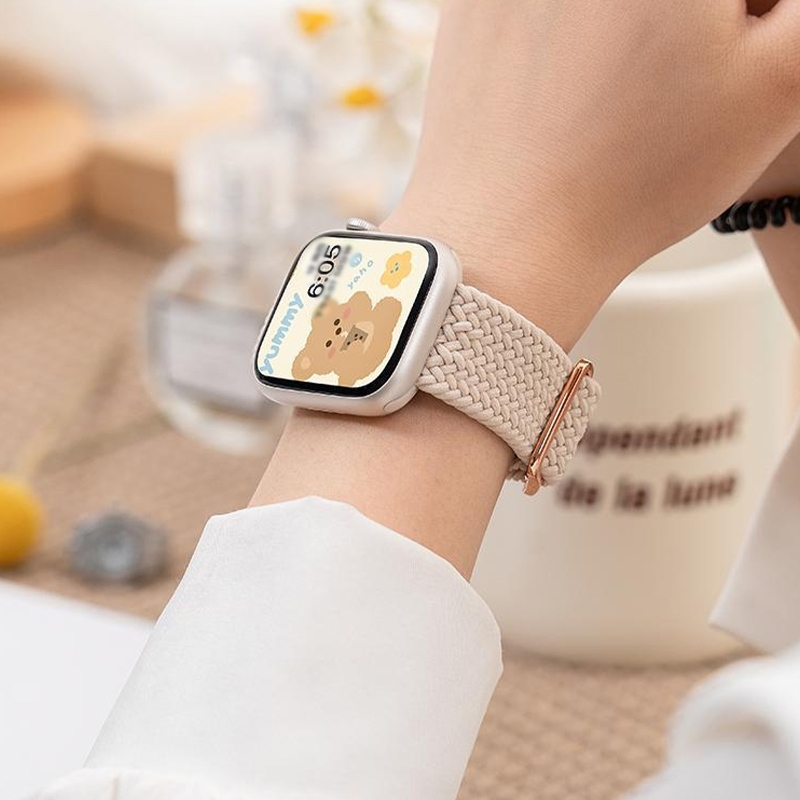 สายนาฬิกา สำหรับ iwatch สายนาฬิกาทอระดับไฮเอนด์เหมาะสำหรับนาฬิกา IP สายนาฬิกาสีทึบเรียบง่าย