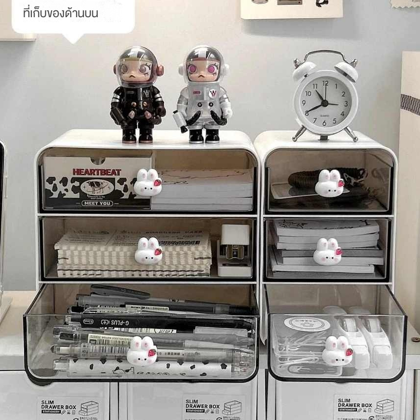 กล่องเก็บเครื่องสำอางลิ้นชักประเภทแต่งหน้ากล่องเก็บเดสก์ท็อปตะกร้าสำหรับหอพักนักเรียนบ้าน