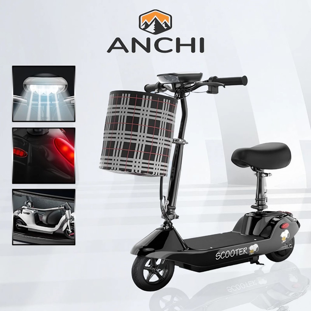 ANCHI สกู๊ตเตอร์ไฟฟ้า จักรยานไฟฟ้า E-SCOOTE ปรับระดับได้ 3 ระดับ โช๊คล้อหน้า พับเก็บได้ ความทนทาน 25km สันทนาการ