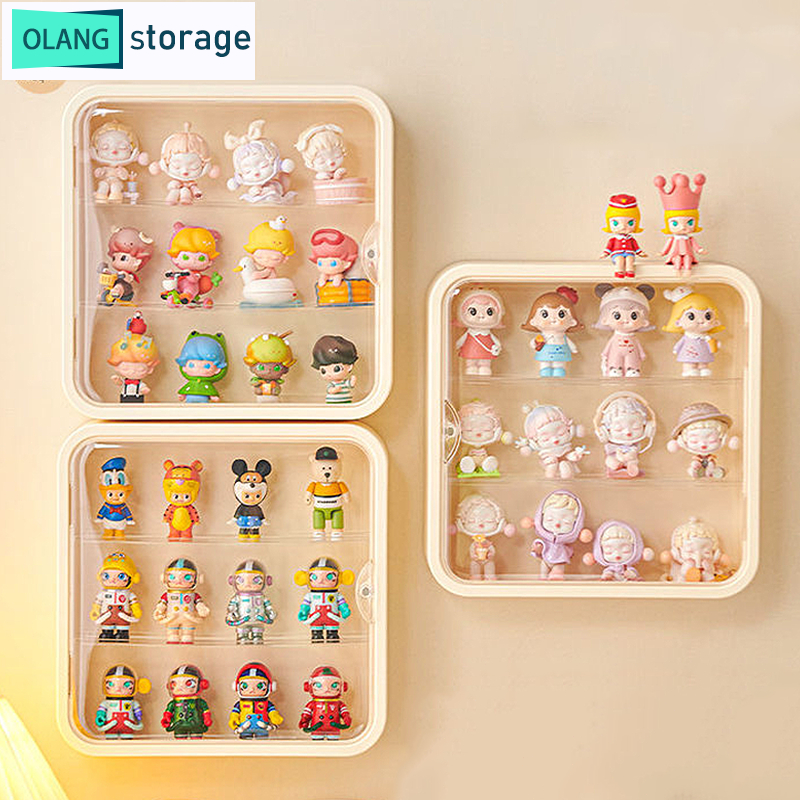 Oy กล่องเก็บของโมเดล แบบติดผนัง กล่องโชว์ของเล่น 3/4 ชั้น ตู้โชว์ตุ๊กตา กล่อง