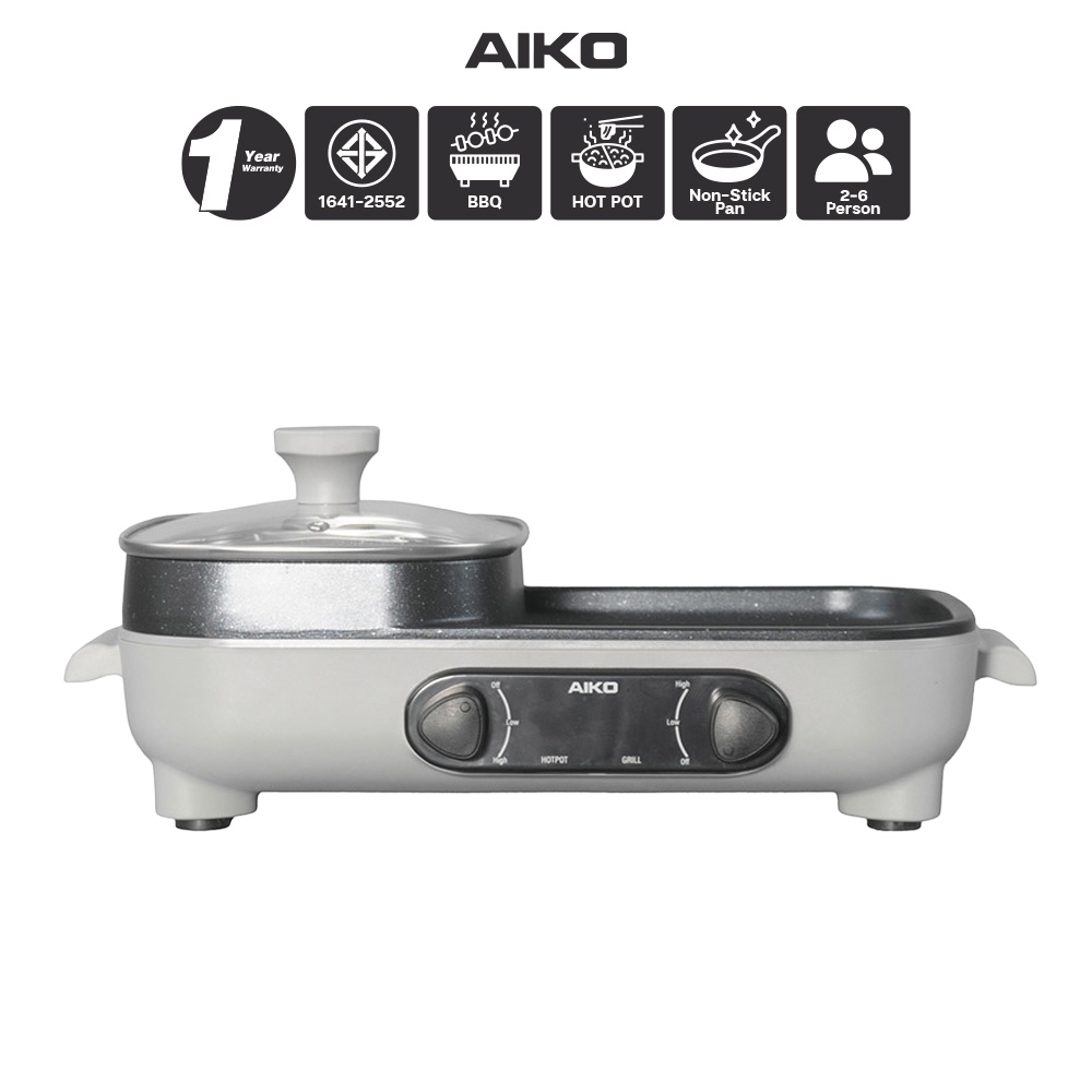 AIKO AK-K3322H เตาปิ้งย่างเอนกประสงค์ 2 in 1 Multi - functional Electric Grill with Hot pot
