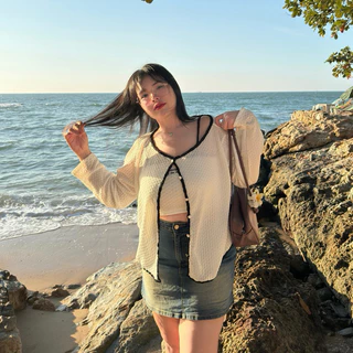 Nori Set เสื้อเช็ต2ชิ้น (โนริเช็ต) สายเดี่ยว+เสื้อคลุม⛱️🍒 เสื้อผ้าสาวอวบอ้วน | Geebeety