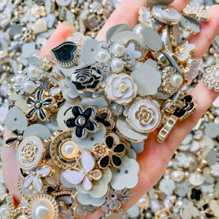 100 ชิ้น เรซิ่นตัวเปล่า งานเพชรผสมมุก ด้านหลังเรียบ อุปกรณ์เ…