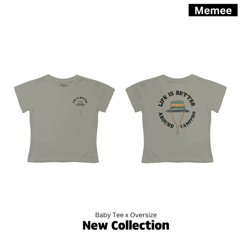 Memee ~ เสื้อครอปผ้าคอตตอน  ทรงBaby Tee (หมวก แคมป์ปิ้ง)เสื้อผู้หญิง thumbnail 5