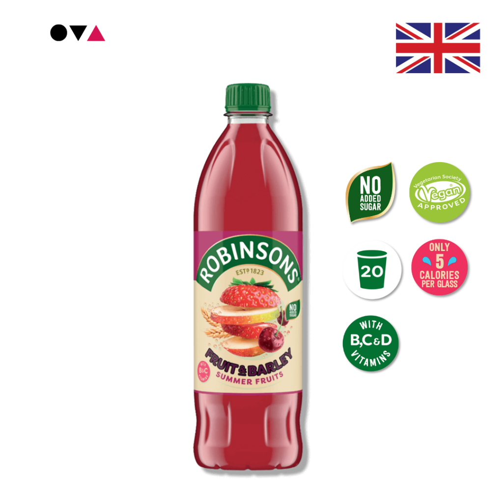 Robinsons Fruit & Barley Summer Fruits 1 ลิตร: น้ำผลไม้ฤดูร้อน และข้าวบาร์เลย์