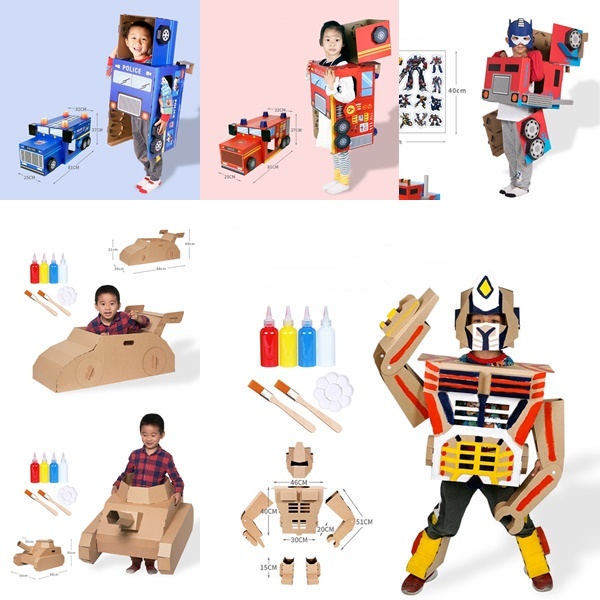 หุ่นกล่องDIY ของเล่นจำลองบทบาทสมมุติ หุ่นยนต์กล่อง