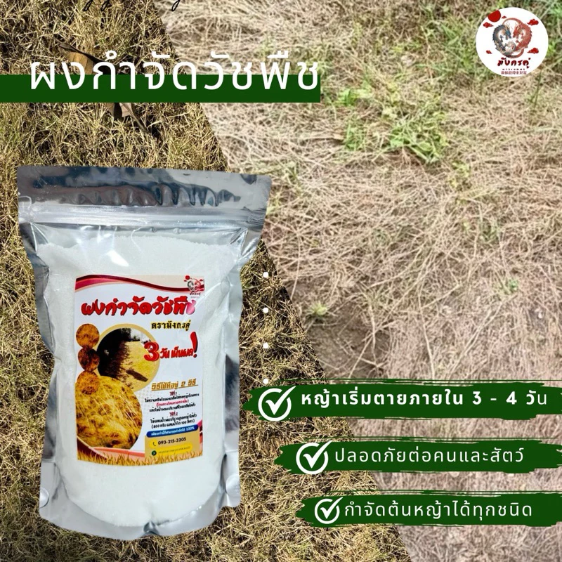 ผงกำจัดวัชพืชเพียงแค่โรย ไม้เลื้อย ต้นพืช ต้นหญ้า ตามตัวหนอนหรือร่องซีเมนต์ บรรจุ 1.0 กิโลกรัม