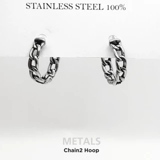 METALS ต่างหูห่วงโซ่Chain2 hoop สแตนเลส (WATERPROOF) EH12-03