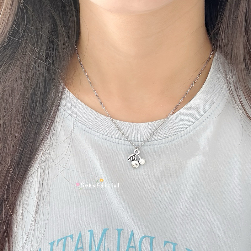 Ruby Necklace | สร้อยคอสแตนเลส สร้อยคอ จี้เชอรี่ เลือกจี้เองได้ ไม่ลอกไม่ดำ